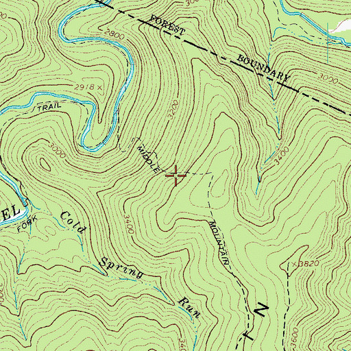 Topographic Map of Middle Mountain Trail, VA