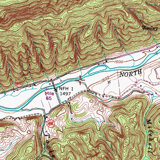 Topographic Map of Mitchell Branch, VA