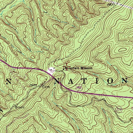 Topographic Map of Mountain Mission, VA