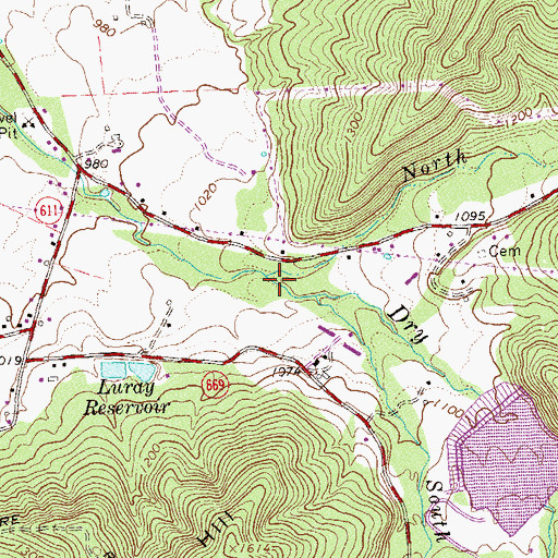 Topographic Map of North Fork Dry Run, VA