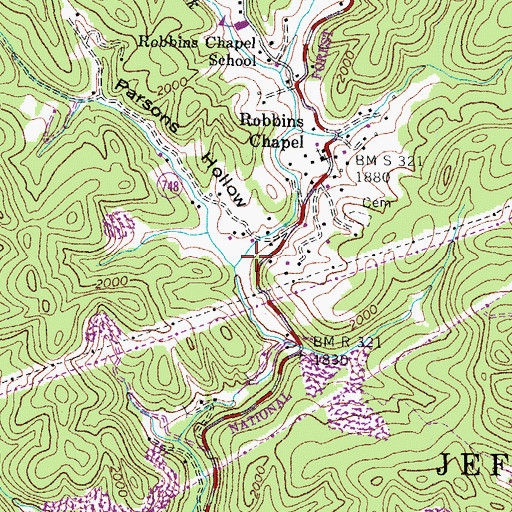 Topographic Map of Parsons Hollow, VA