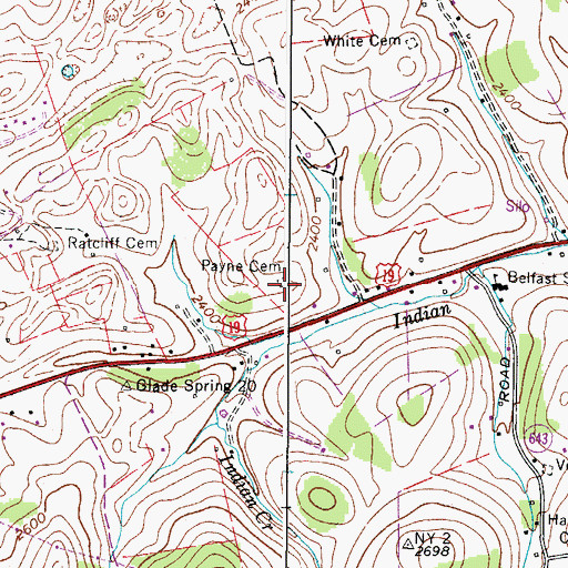 Topographic Map of Payne Cemetery, VA