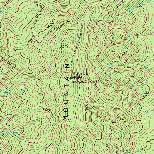 Topographic Map of Purgatory Mountain, VA