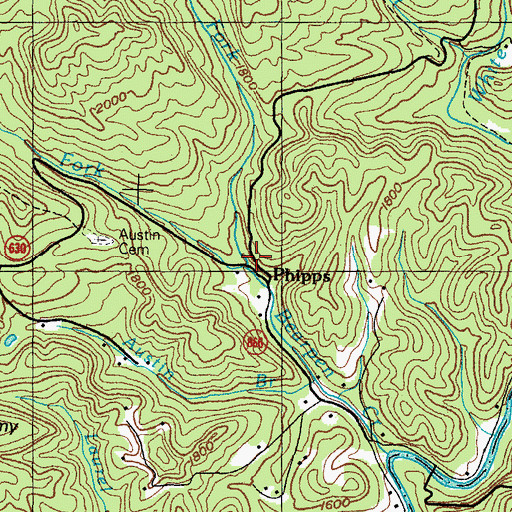 Topographic Map of Right Fork Bearpen Creek, VA