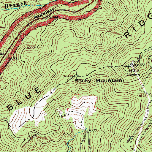 Topographic Map of Rocky Mountain, VA