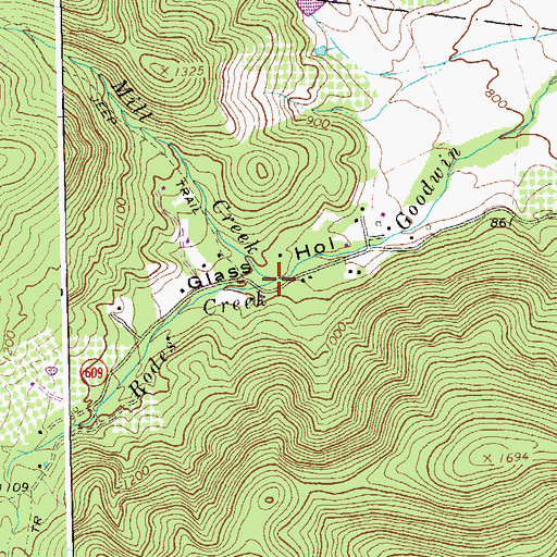 Topographic Map of Rodes Creek, VA