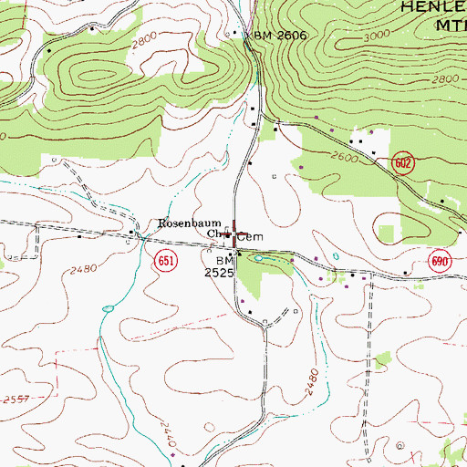 Topographic Map of Rosenbaum Church, VA