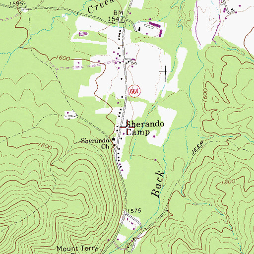 Topographic Map of Sherando Camp, VA