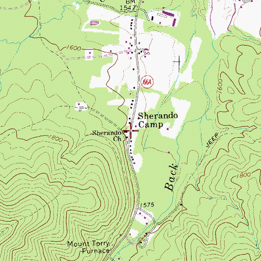 Topographic Map of Sherando Church, VA