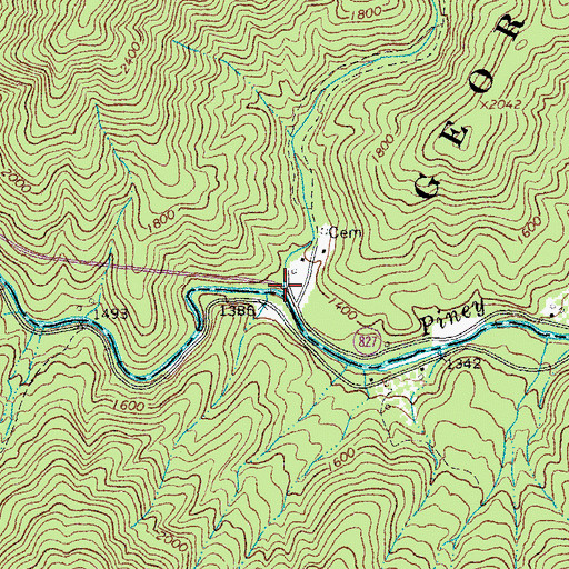 Topographic Map of Shoe Creek, VA