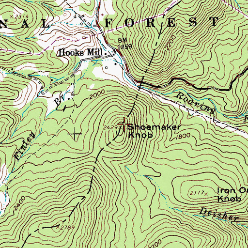 Topographic Map of Shoemaker Knob, VA