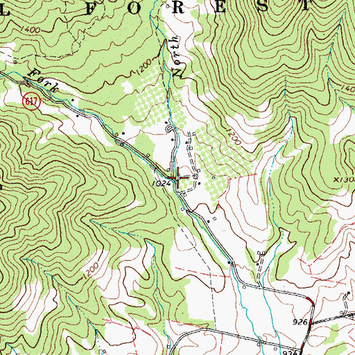 Topographic Map of South Fork Thrashers Creek, VA