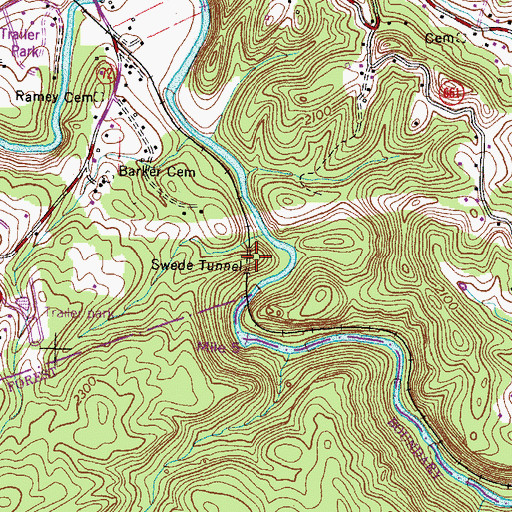 Topographic Map of Swede Tunnel, VA