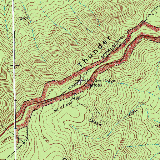Topographic Map of Thunder Ridge Overlook, VA
