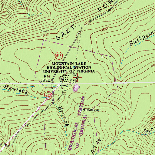 Topographic Map of University of Virginia Mountain Lake Biological Station, VA