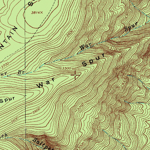 Topographic Map of War Spur, VA