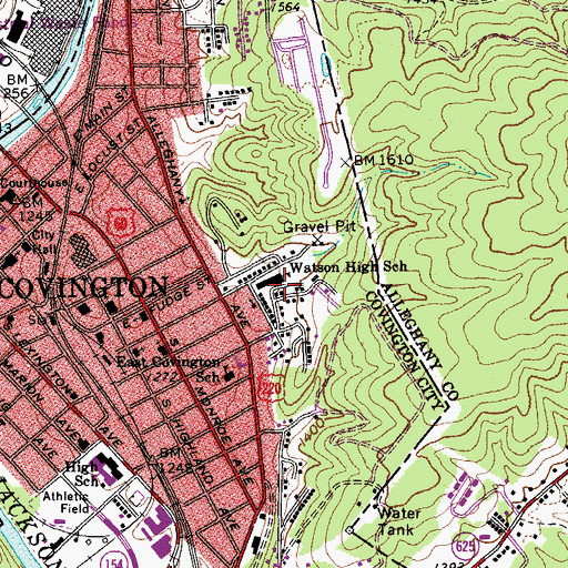 Topographic Map of Watson High School, VA