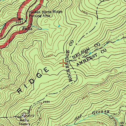 Topographic Map of Lovingston Springs, VA