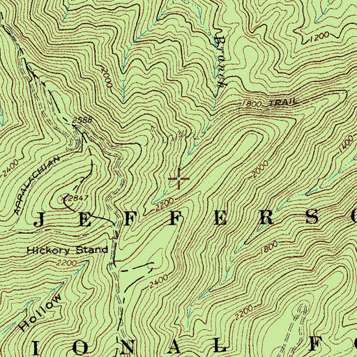 Topographic Map of James River Face Wilderness, VA