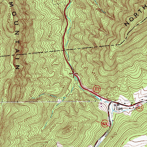 Topographic Map of Dragons Tooth Trailhead, VA