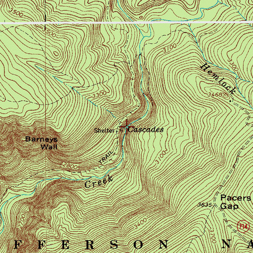 Topographic Map of Cascades, VA