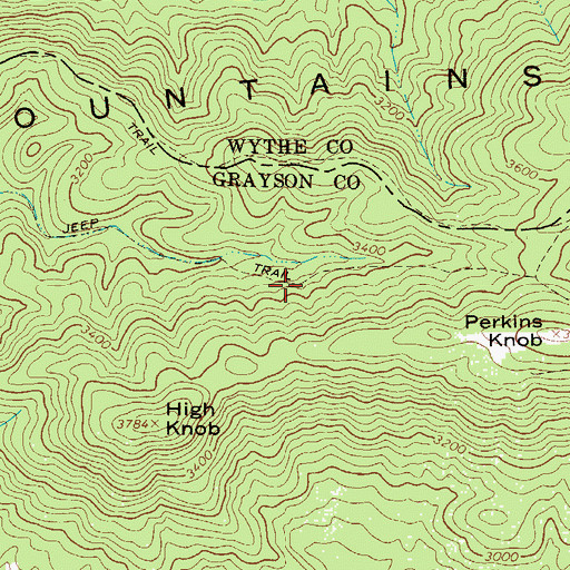 Topographic Map of Perkins Knob Trail, VA