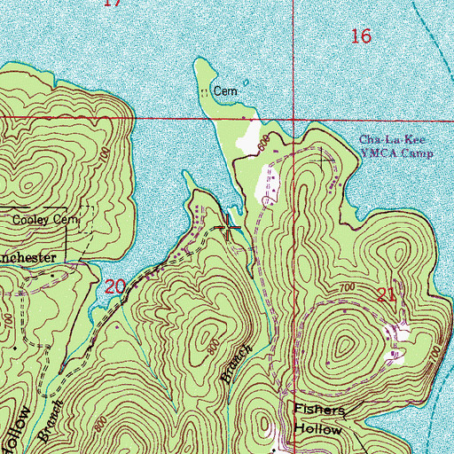 Topographic Map of Hayes Branch Subdivision, AL