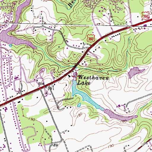 Topographic Map of Westhaven Lake Dam, VA