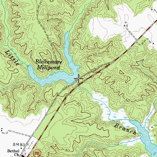 Topographic Map of Blackmore Millpond Dam, VA