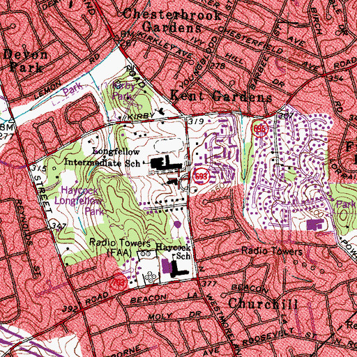 Topographic Map of Chesterbrook Presbyterian Church, VA