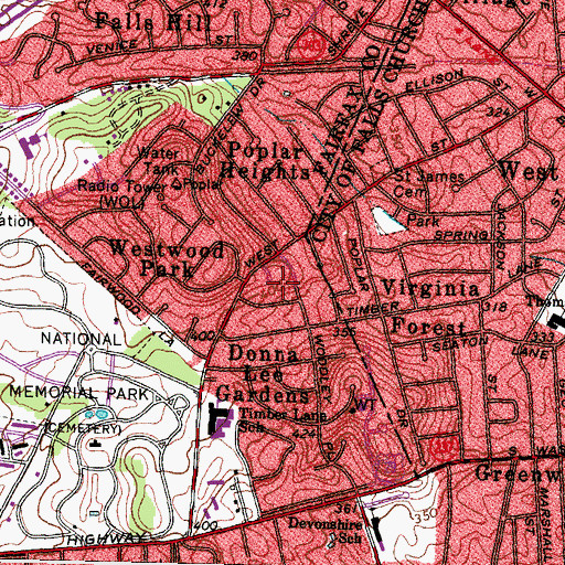 Topographic Map of McLean Presbyterian Church, VA