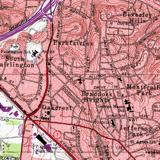 Topographic Map of Agudas Achim Synagogue, VA