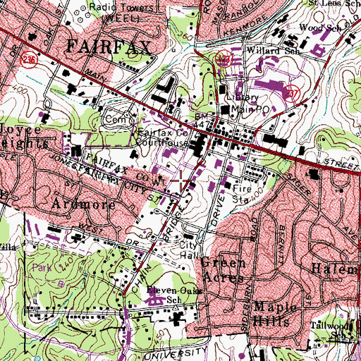 Topographic Map of Fairfax County Fire and Rescue Department Headquarters, VA