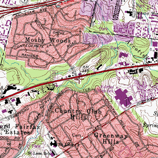 Topographic Map of City of Fairfax Fire Department Station 33, VA