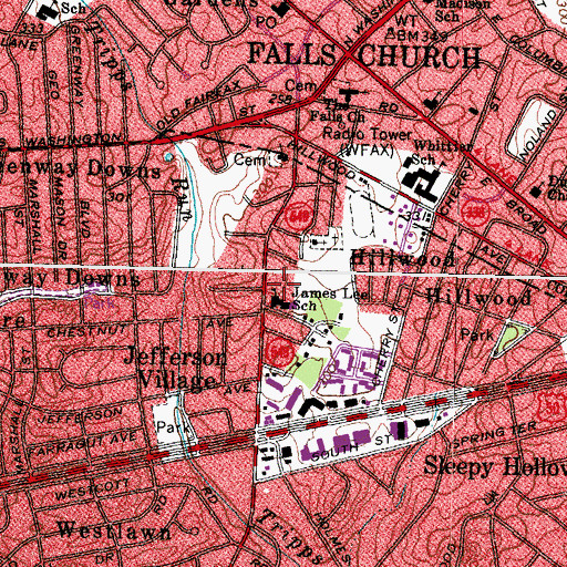 Topographic Map of James Lee Community Center, VA