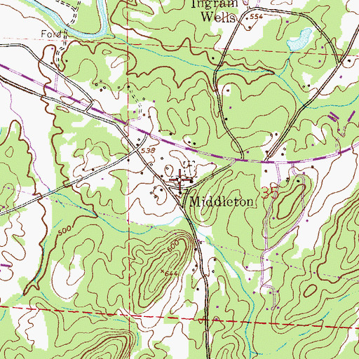 Topographic Map of Middleton Cemetery, AL