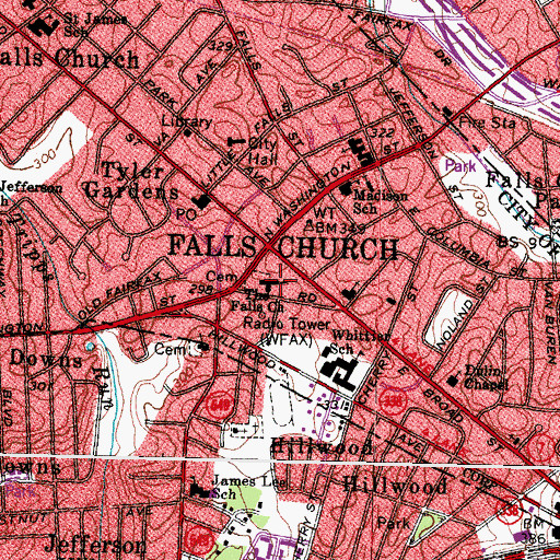Topographic Map of Falls Church Episcopal Church, VA