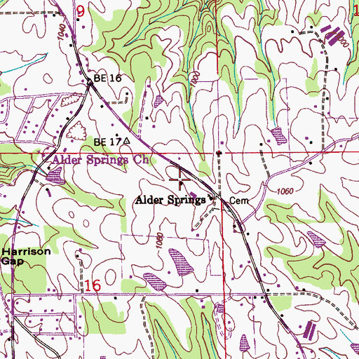 Topographic Map of Alder Springs School (historical), AL