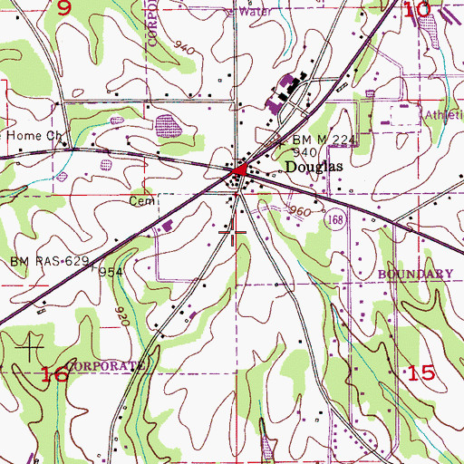 Topographic Map of Douglas Baptist Church, AL