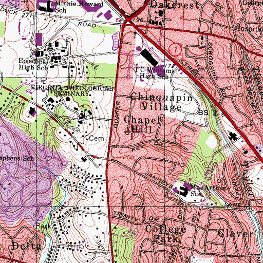 Topographic Map of Chapel Hill, VA