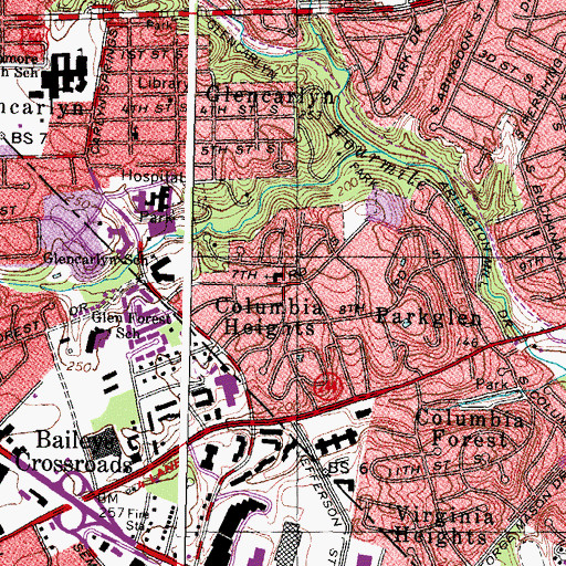 Topographic Map of Columbia Heights, VA