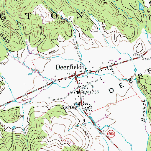 Topographic Map of Deerfield, VA