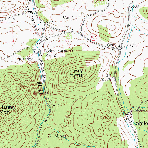 Topographic Map of Fry Hill, VA