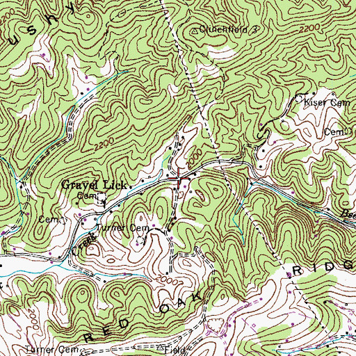 Topographic Map of Gravel Lick, VA