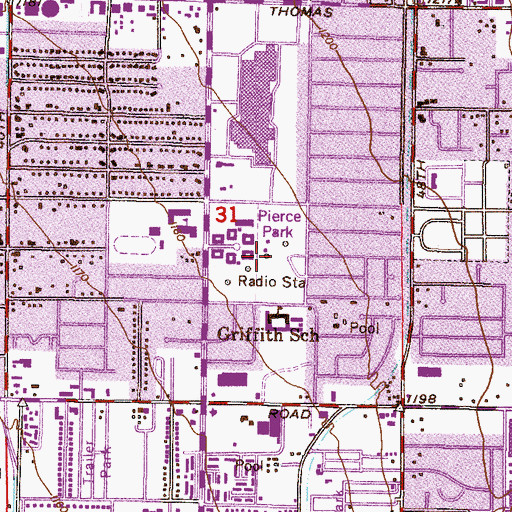 Topographic Map of Pierce Park, AZ