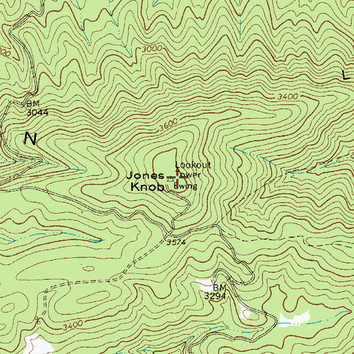 Topographic Map of Jones Knob, VA