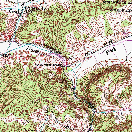 Topographic Map of Powers Ford, VA