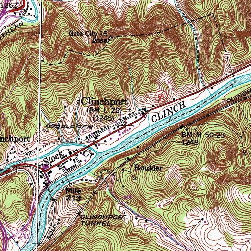 Topographic Map of Clinchport, VA