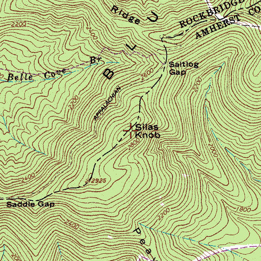 Topographic Map of Silas Knob, VA