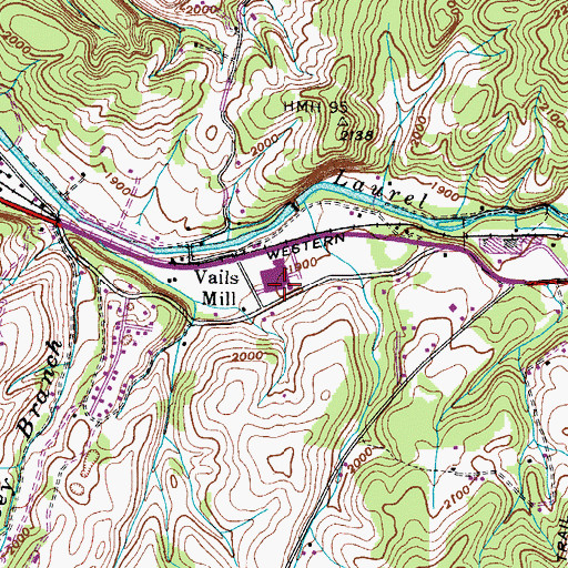 Topographic Map of Vails Mill, VA